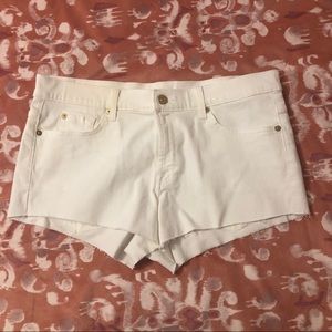 7 For All Mankind white denim jean shorts